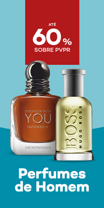 Perfumes de Homem com destaque promocional de at&eacute; 60% sobre pre&ccedil;o de Venda ao P&uacute;blico Recomendado